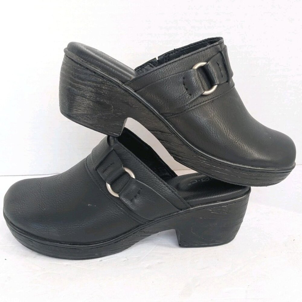 BOC Born Clogs Womens 8 M Polly Black Faux Leather O-Ring Accent 90s-Style